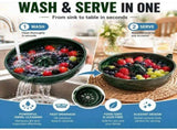 Self Spinning Berry Washing Bowl, Automatic Fruit Vegetable Washer Spinner with Drain Basket, Quick V1369-AZ3-W-13594