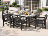 Gardeon 7 Piece Outdoor Dining Set Patio HDPE Table and Chairs Garden Furniture FF-DINING-7HDPE-BK-AB