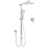 Chrome 10" Round Rain Handheld Daul Shower Head Arm Sliding Rail Wall Mounted Mixer V1233-HR002M4CSC842KSR110KRD201CR