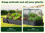 Green Fingers Raised Garden Bed with Mesh Netting Galvanised Planter Box Bird Proof 180x90x120cm GB-REC-GH-180-BK