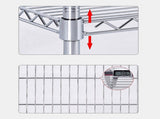 Modular Wire Storage 150x60cm Steel Shelving Chrome With Fixed Legs For Garage Warehouse Or Kitchen V63-841071