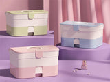 Cosmetic Storage Box 2 Layers Drawer Large Capacity Portable Makeup Storage Box with Handle for Nail V1294-YM0521-3117220310313