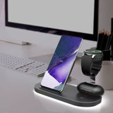 Laser 3 in 1 Wireless Charging Station Black V1031-PW-3IN1SS-071
