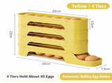 4-Tier Yellow Rolling Egg Storage Box - Grade PP Plastic - Automatic Dispensing, Space Saving Fridge V888-ELOSUNG56134-3