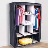 Large Portable Clothes Closet Canvas Wardrobe Storage Organizer with Shelves V63-831971