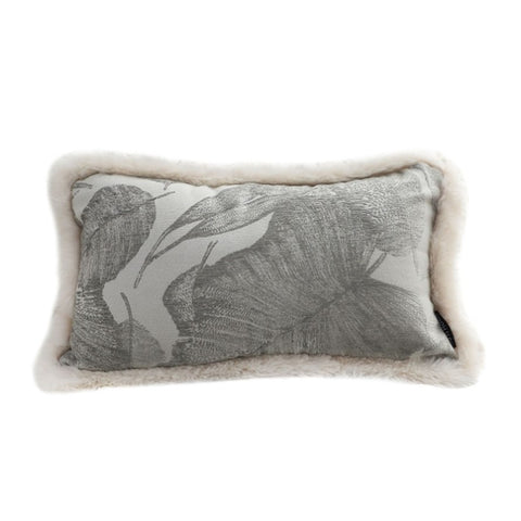 SOGA 35cm Wabi-sabi Rectangular Raised Embroidery Leaf & Lumbar Throw Pillow FRENCHCUSHION261