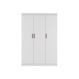 3 Door White Wardrobe Gold Handles, Hanging Rail & Shelves V63-953081