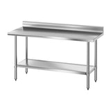 Cefito Stainless Steel Kitchen Bench w/ Splashback 1500x600MM 430 SSKB-430S-59H
