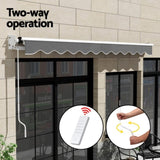 Instahut Retractable Folding Arm Awning Motorised Sunshade 4.5Mx2.5M Grey AWN-B-ARM-REMOTE-45X25-GREY