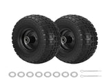 Gardeon 2pcs, 4.10/3.50-4 Tire Wheel Flat Free, 26cm Solid Rubber Tires with 5/8 Axle Bore Hole GCT-WHEEL-1SET-BK