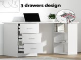 Artiss Computer Desk 120cm Executive Office Chair Set PU Leather High Back White FURNI-O-DESK-CHAIR-9127-WH
