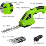 Carbon Steel Electric Pruning Shears 2-in-1, Cordless Hedge Trimmer, Grass & Shrub Cutter, V1232-DDXJ-YY-001