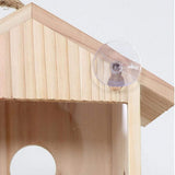 Birdhouse Bird Feeder Wooden Hanging Nest Box Outdoor Window Cage with Suction Cups V1294-YM0718-10126708