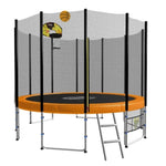 Kahuna 8 ft Round Spring Trampoline Free Safety Net Pad Basketball - Orange TRA-BLZ-08-OR-BB