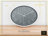 30 cm White and Grey Silent Wall Clock, Modern Analog Quartz Clock for Kitchen, Office and Bedroom V1188-MS-731-154