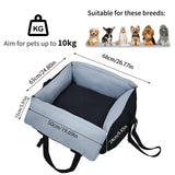 Washable Dog Car Seat Bed Pet Booster Seat Carrier with Safety Leash Portable Travel Bed for Small V767-P-XD2262-BK