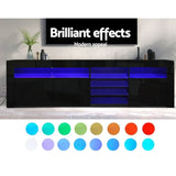 Artiss Entertainment Unit TV Cabinet LED 180cm Black Bobi FURNI-O-LED-TV180-BK-AB