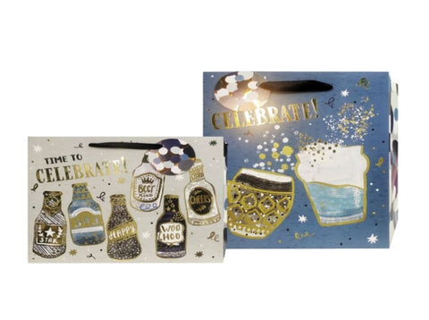 bulk 24 Large Celebration Sips For Male Gift Bag Assort 26x32cm V637-WRP38606