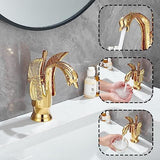 Swan-Shaped Bathroom Faucet Single-Handle Single-Hole Sink Faucet, Deck-Mounted, Short Model, V1107-113-02604-BLK-19CM