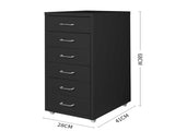 Levede 6 Drawer Office Cabinet Drawers Black HO0403-BK_NZ