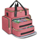 Large Capacity Nail Polish Organizer Bag Double Layer Portable Storage Case with Sponge Dividers for V1341-ZY-RC3Q6ANF-GREY