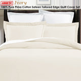 Grand Aterlier Pima Cotton Ivory Quilt Cover Set King V442-HIN-QUILTCS-400TCPIMACOTTON-IVORY-KI