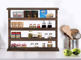 4 Tiers Rustic Wood Spice Rack Organizer Wall Mounted Kitchen Shelves Space Save V767-JJ-ZZ116