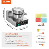 VEVOR Commercial Maker, 1230W Round Baker Machine, Non-Stick Stainless Steel Belgian V952-SYBLSHFBJDPFYJ29AV3