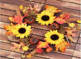 Fall Wreath 20' Autumn Front Door Wreath Harvest Wreath with Small Pumpkin Berry Round Leaves Fall V1366-AZ2-W-20036