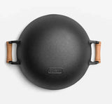Large Cast Iron Stir Fry Wok Durable Wooden Handle Cookware - 40CM V957-SD40CASN1836S-3