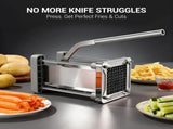 French Fry Cutter, Professional Stainless Steel Potato Cutter with 1/2", 1/4", 3/8" & Wedge Blades V1258-DP02-C-420