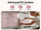 Artiss 3D Peel and Stick Wall Tiles Self Adhesive LinearGrid Backsplash 10 Sheets, Pink PST-614-PK