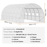 Walk-in Tunnel Greenhouse, 19.4x9.7x6.5 ft Hoop House Greenhouse Tunnel, Plant Hot House with V952-SDXWS20X10X78IHE2V0