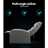 Artiss Recliner Armchair Grey Fabric Bolivia RECLINER-A4-LIN-GY