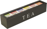 Tea box - Tea box 6 compartments - Wooden tea box - Suitable for loose tea - Black V1237-NKKS00003