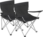 SONGMICS Set of 2 Folding Camping Outdoor Chairs with Armrests and Cup Holders Black V227-8498101001992