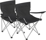 SONGMICS Set of 2 Folding Camping Outdoor Chairs with Armrests and Cup Holders Black V227-8498101001992