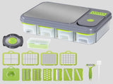 Green And Grey Ultimate 12-in-1 Multi-Functional Vegetable Slicer Dicer Chopper - Mandoline with V888-ELOSUNG27407