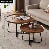 Removable Set of 2 Round Coffee Table Walnut Nesting Side End Table Furniture V488-TBLRC-WL