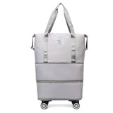 Gray Large Capacity Foldable Travel Bags with Wheels - Lightweight Waterproof Duffel Totes V888-ELOSUNG11532