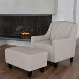 Canberra Fabric Armchair & Ottoman in Natural Linen V1041-JSF-5007NATURAL