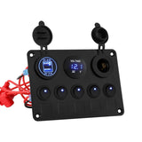 Giantz 5 Gang 12V Switch Panel For Car Boat Marine USB ON-OFF LED Rocker Toggle SWITCH-A-5-LED-BK