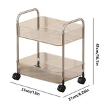 2 Tier Plastic Rolling Utility Cart With Handle, Movable Storage Organizer With Wheels, V1366-AZ2-W-12700