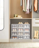 CARLA HOME 12-Pack Clear Shoe Storage Boxes - Stackable - White - Shoe Box Storage V178-36400