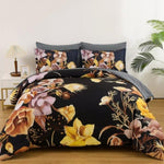 Soft Floral Leaf Comforter Set, King Size, Quilted Bedding with Pillowcases V745-MAB010953AJ3