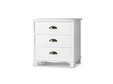 Artiss Bedside Table 3 Drawers Vintage - THYME White ST-CAB-B-3D-WH