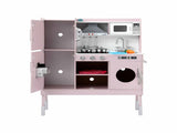 Keezi 102cm Wooden Pretend Kitchen Playset With Apron And Food Set1 Pink PLAY-WOOD-RANGHOOD-PK