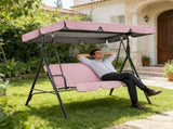 3 Seater Patio Swing Canopy And Cushion Cover Set, Waterproof Dustproof Outdoor Furniture Protector, V1369-AZ3-W-15190