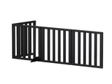 i.Pet Dog Gate Playpen Enclosure 4 Panels Pet Door Fence Wooden Play Pen Stair PET-GATE-WD-185X60-BK