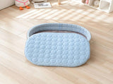 Cooling Ice Silk Pet Bed for Small Dogs and Cats, Breathable Summer Nest with Washable Cushion, V1341-ZY-M5MWNNBL-LIGHTGREY-L7058CM